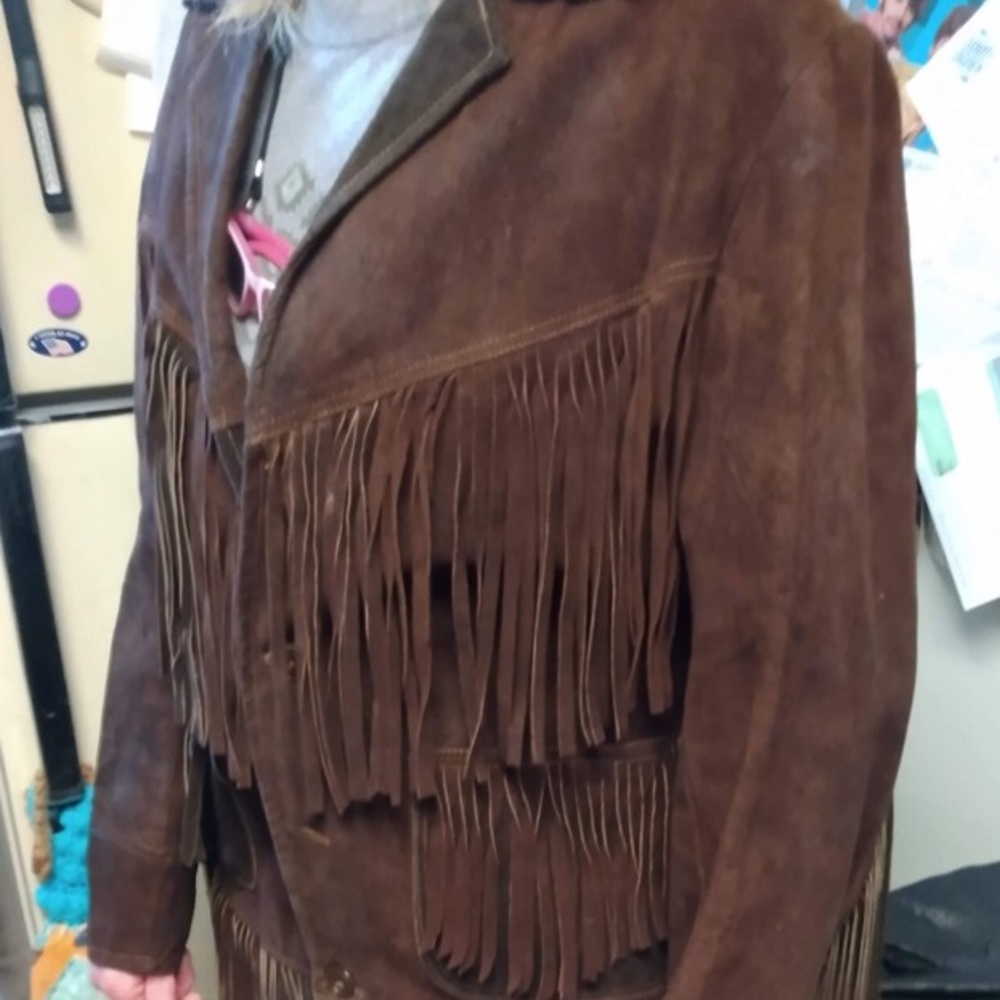 Vintage fringe leather jacket!